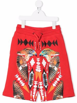 Marcelo Burlon County Of Milan Kids Hawk-print track shorts - Red