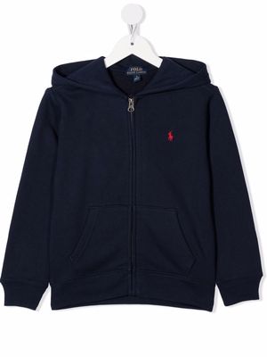 Ralph Lauren Kids embroidered-logo hoodie - Blue