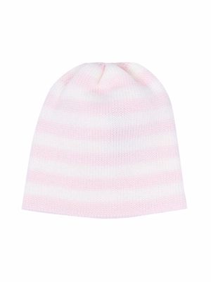 Little Bear striped virgin wool beanie - Pink