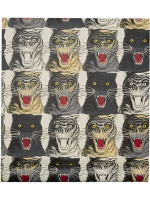 Gucci tiger face print wallpaper - Multicolour