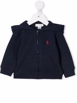 Ralph Lauren Kids embroidered-logo zip-up hoodie - Blue