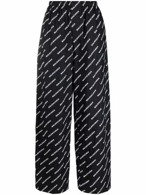 Balenciaga logo print pyjama trousers - Black