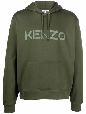 Kenzo logo-print cotton hoodie - Green
