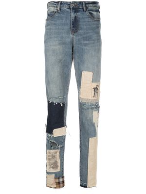 VAL KRISTOPHER patchwork straight-leg jeans - Blue