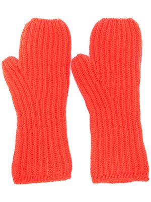 Pringle of Scotland ribbed knit cashmere gloves - Red