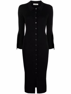 There Was One ribbed-knit polo-collar shirt dress - Black
