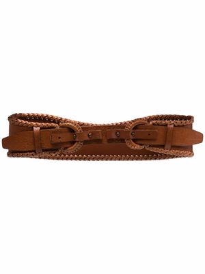 Gianfranco Ferré Pre-Owned 1990s braided edge double-buckled leather belt - Brown