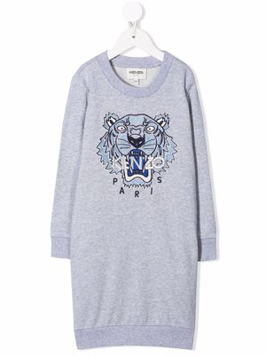 Kenzo Kids tiger-embroidered sweater dress - Grey