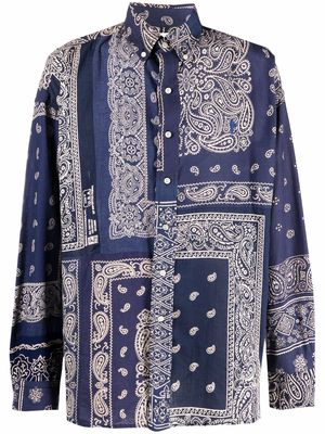 Readymade bandana patchwork cotton shirt - Blue