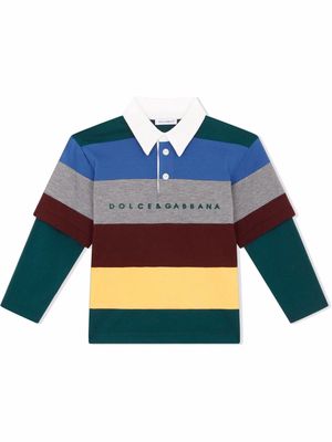 Dolce & Gabbana Kids colour-block layered polo shirt - Blue