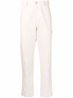 Moncler embroidered-logo straight-leg trousers - Neutrals