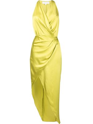 Michelle Mason asymmetric halterneck silk dress - Green