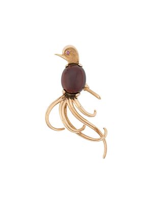 Katheleys Vintage 1950s Bird Cabochon brooch - GARNET/PINK