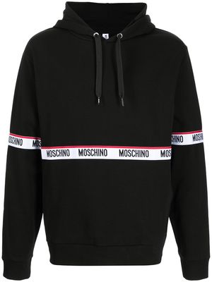 Moschino logo-tape cotton hoodie - Black