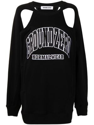 Ground Zero logo-embroidered cut out sweatshirt - Black
