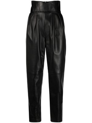 Philipp Plein high-waisted leather trousers - Black