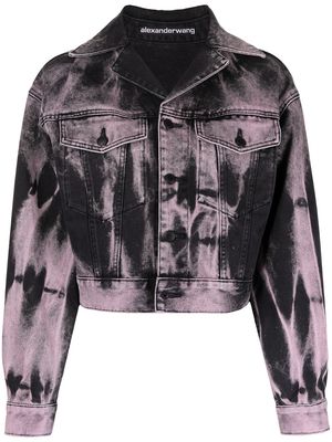 Alexander Wang acid-wash cropped denim jacket - Pink