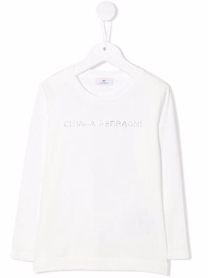 Chiara Ferragni Kids rhinestone-logo cotton T-Shirt - White
