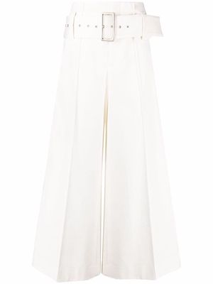 10 CORSO COMO high-waist belted wide-leg trousers - White