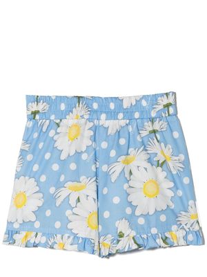 Monnalisa floral-print ruffled shorts - Blue