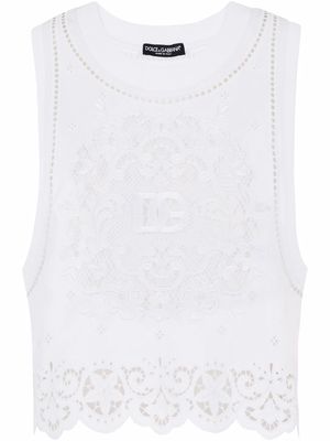 Dolce & Gabbana logo-embroidered tank top - White