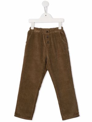Babe And Tess straight corduroy trousers - Brown