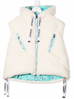 Khrisjoy Kids puffer faux-shearling hooded vest - White