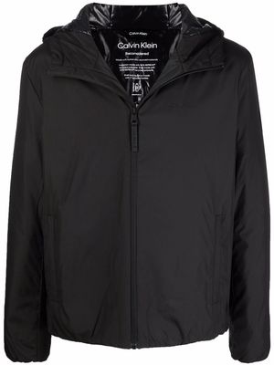 Calvin Klein embroidered-logo hooded lightweight jacket - Black
