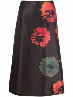 Marni floral-print A-line skirt - Black