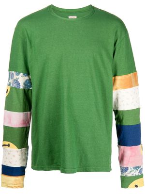 Kapital Tianzhu Hippie Ron longsleeved patchwork T-shirt - Green