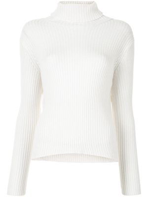 Y's roll-neck ribbed-knit jumper - White