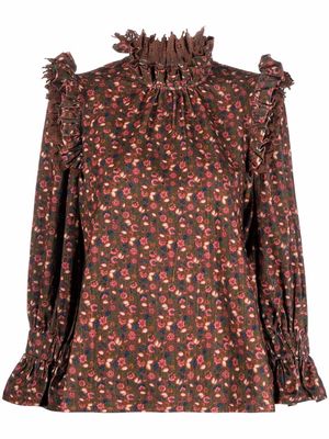 byTiMo ruffle trim blouse - Brown