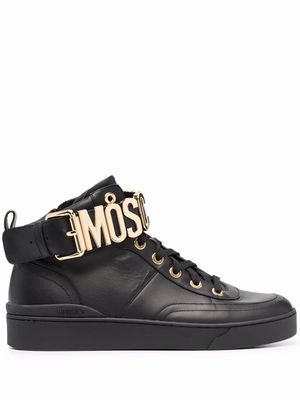 Moschino lettering logo high-top sneakers - Black