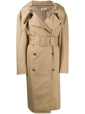 MM6 Maison Margiela scrunched lapel trench coat - Neutrals
