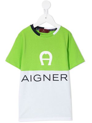 Aigner Kids two-tone t-shirt - Green