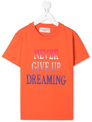Alberta Ferretti Kids slogan-print cotton T-shirt - Orange