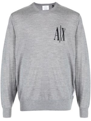 Armani Exchange intarsia-knit logo jumper - Grey