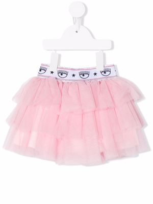 Chiara Ferragni Kids logo-waistband tulle skirt - Pink