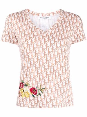 Christian Dior 2005 pre-owned Trotter floral-embroidery T-shirt - White