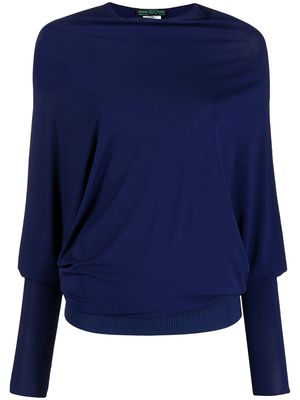 Herve L. Leroux long-sleeve draped blouse - Blue