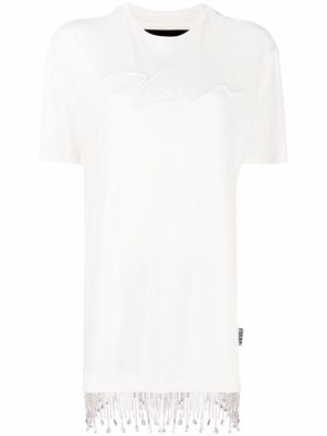Philipp Plein crystal fringe T-shirt dress - Neutrals