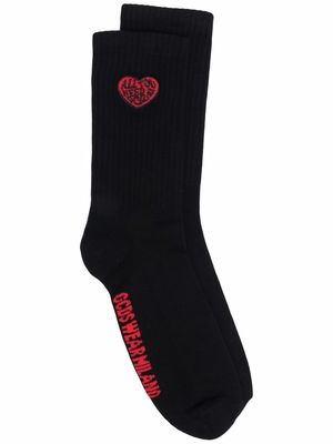 Gcds heart-motif ribbed socks - Black