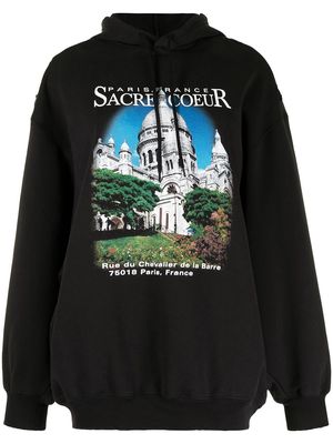 Balenciaga Sacré Coeur-print oversized hoodie - Black