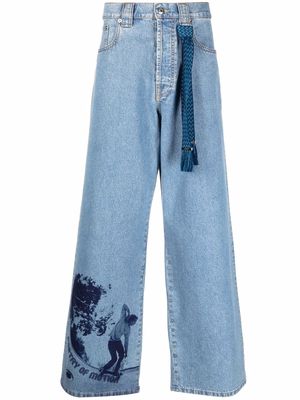 LANVIN denim graphic-print trousers - Blue