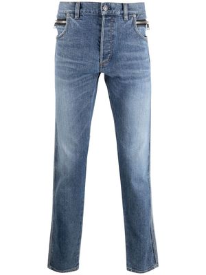 Balmain embossed-logo tapered jeans - Blue