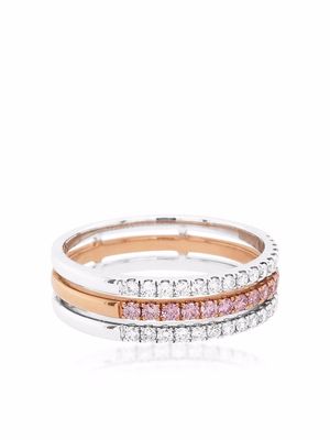 HYT Jewelry 18kt gold Argyle Pink diamond stacked ring - Silver
