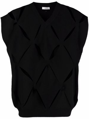 Valentino V cut-out sleeveless knitted jumper - Black