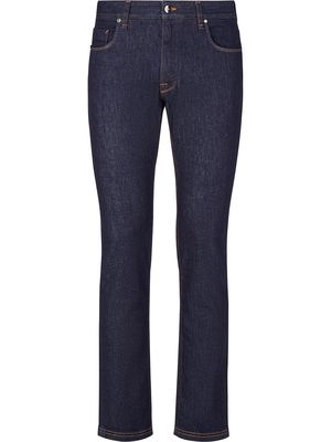 Fendi patterned-pocket slim-fit jeans - Blue