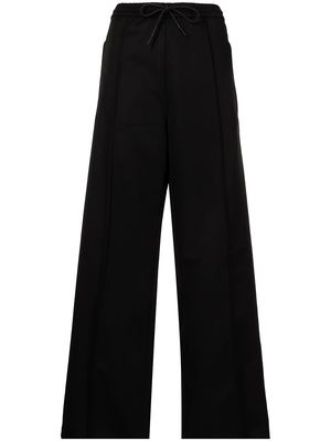Marni virgin-wool wide-leg track trousers - Black
