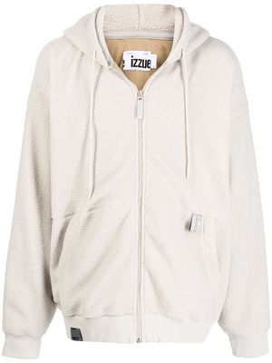 izzue brushed zip-up hoodie - White